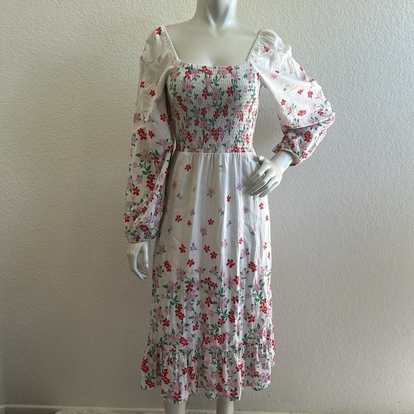 DRAPER JAMES RSVP Smocked Long Sleeve Midi Dress - Picture 4 of 10